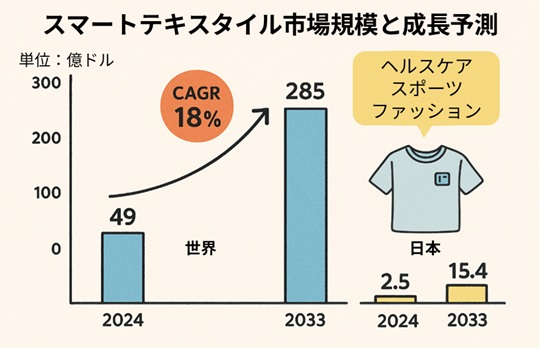 スマートテキスタイル市場規模と成長予測